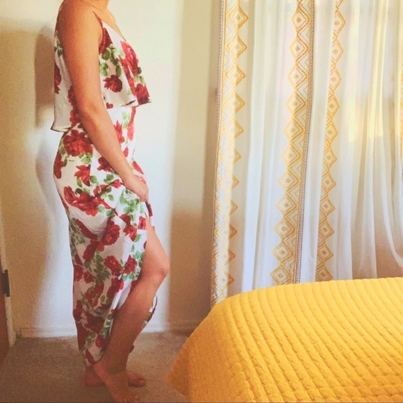 NWT SHOW ME YOUR MUMU Caitlin Ruffle Maxi Dress Antique Rose Chiffon, Size Small - Picture 5 of 12